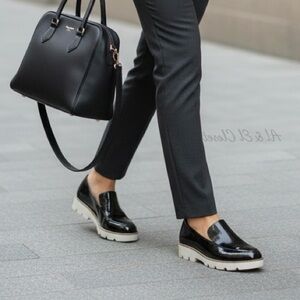 Vionic Kensley Black Patent Leather Loafers Women’s Size 12 Wide Orthotic NWB